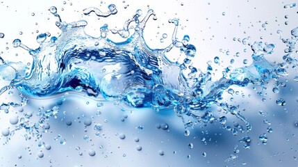 3D rendering of a water splash with a white background.