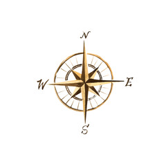 watercolor wind rose, navigation compass rose with cardinal direction, vintage brown, naval symbol, captain, sailor and travelers tool isolated on white background, for adventures illustrations © TATIANA