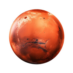 The red planet Mars isolated on transparent background.