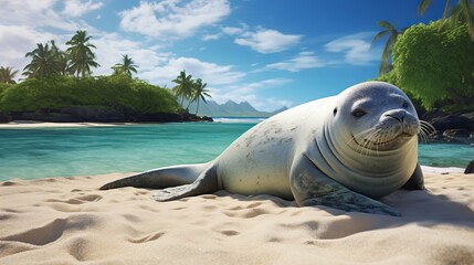 Obraz premium sea lion on the beach