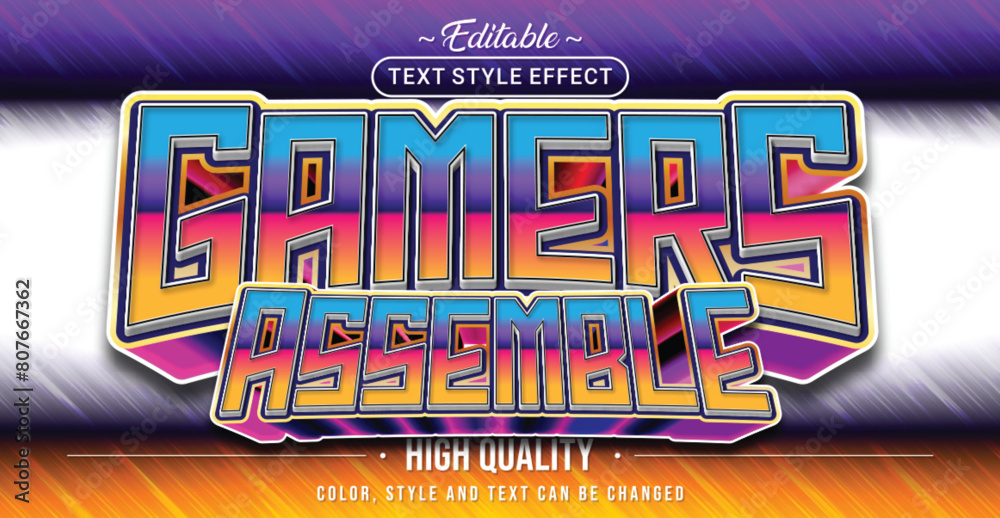 Poster Editable text style effect - Gamer Assemble text style theme.