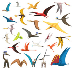 Flying Dinosaur Pterosaur Species Cartoon Vector Illustration © bullet_chained