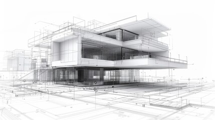 Architectural concept of modern gallery space with minimalist style blending structure and light