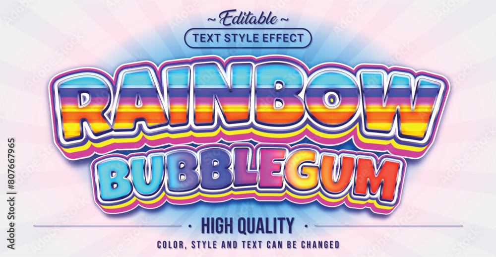 Poster Editable text style effect - Rainbow Bubblegum text style theme.