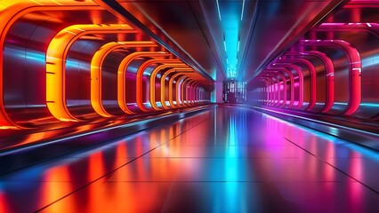 Futuristic empty room with scifi corridor showcasing modern products Technology interior. Concept Futuristic Interiors, Technology Products, Sci-Fi Corridor, Modern Design, Empty Room