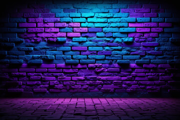 AI generated image of a blue and purple brick wall and floor