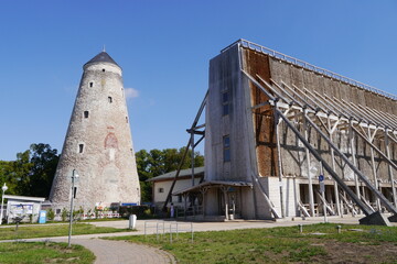 Kurbereich in Bad Salzelmen in Schönebeck Sachsen-Anhalt mit Gradierwerk und Soleturm