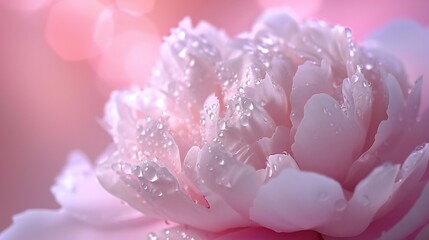 Fototapeta premium Peaceful Peony Unfolding: Peony's slow bloom in extreme close-up, soft, peaceful hues.