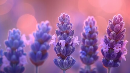 Lovely Lavender Unveiling: Lavender's slow bloom, extreme close-up, lovely purple buds.