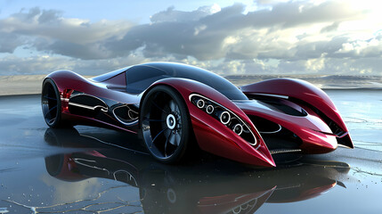 concept car influenced by aviation design, with sleek lines and aerodynamic features