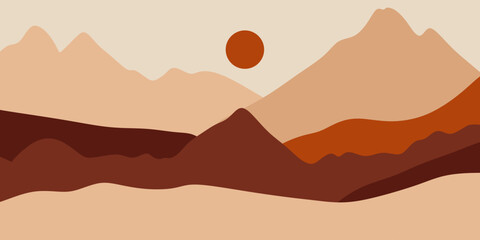 Abstract mountain bohemian landscape vector illustration