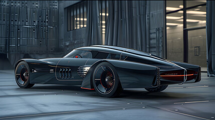 Fototapeta na wymiar concept car that pays homage to classic automotive designs of the past