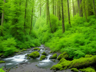 Obraz premium stream in the forest