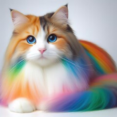 Cat with 7 colors of the rainbow
