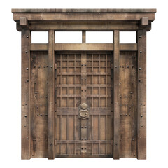Traditional Japanese main house door Isolated on transparent background.