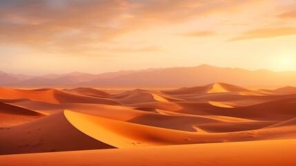 Rolling Sand Dunes with Orange Gradient Sky Wallpaper