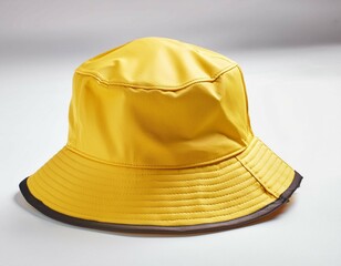 Fototapeta premium A yellow bucket hat presented against a pristine white background