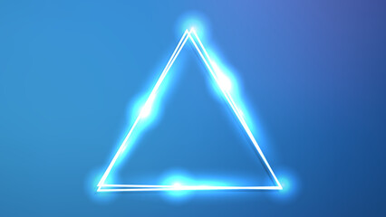 Neon double triangular frame with shining effects 