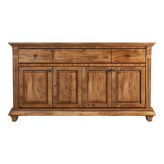 Wooden sideboard Isolated on transparent background.