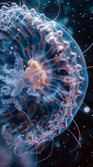 Captivating Bioelectrical Phenomena of the Natural World: Ethereal Bioluminescent Jellyfish Showcasing the Interconnectedness of All Living Beings