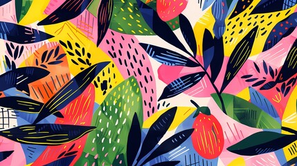 colorful olives plants pattern illustration poster background - obrazy, fototapety, plakaty