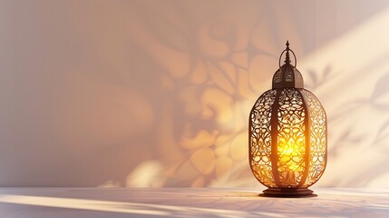 Elegant Ramadan lantern on a white background, radiating warmth and spirituality.