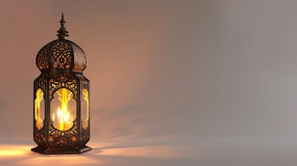 Elegant Ramadan lantern on a white background, radiating warmth and spirituality.