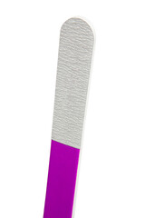 Nail file and polish isolated on white. Manicure set. Cosmetics