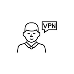 VPN user. Pixel perfect, editable stroke line art icon