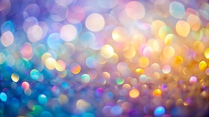 Dreamy Bokeh Background: Soft Rainbow Colors in Pastel Hues of Purple, Blue, Gold, and Pink