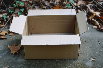 A carcore style, empty brown cardboard box, with a limited color range.