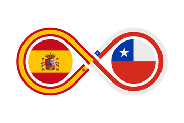 Obraz premium unity concept. spain and chile flags. vector illustration isolated on white background