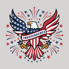 Fototapeta premium eagle for USA Independence Day vector t-shirt design 
