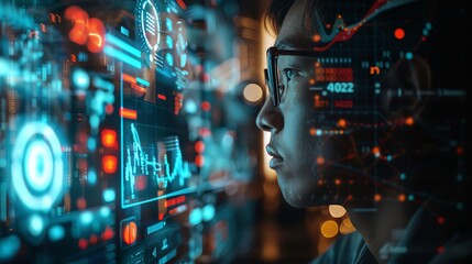a business analyst at eye level