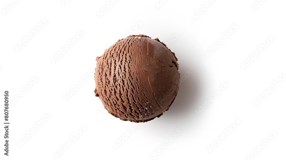 Poster chocolate ice cream ball isolated on white background top view : generative ai