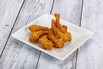 Delicous crispy shrimps appetizer snack