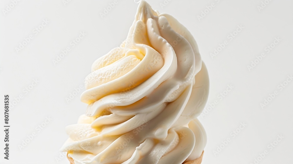 Poster soft serve ice cream isolated on white background : generative ai