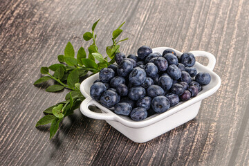 Ripe sweet blueberry in the bowl