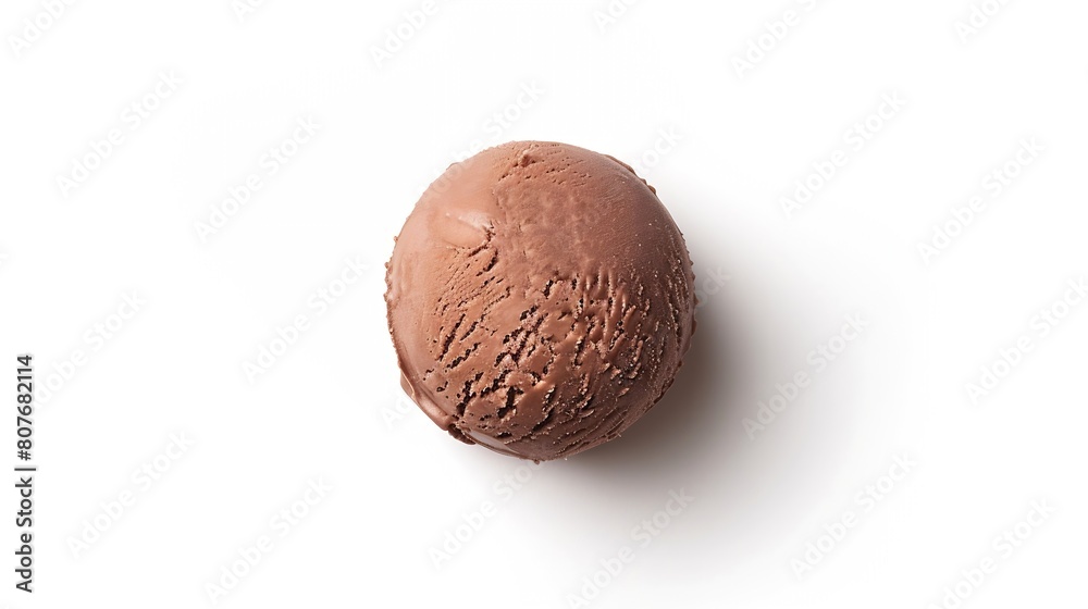 Poster chocolate ice cream ball isolated on white background top view : generative ai
