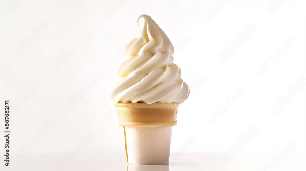 Poster soft serve ice cream isolated on white background : Generative AI