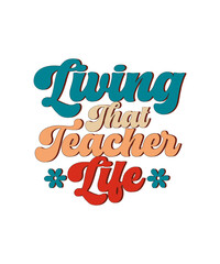 Teacher Svg Bundle, Retro Teacher Svg, Gift For Teacher, Wildflower Svg, Mental Health, Funny Teacher Svg, Teacher Life Svg, Svg File For Cricut,Retro Teacher SVG Bundle, Teacher Life svg, Retro Wavy 