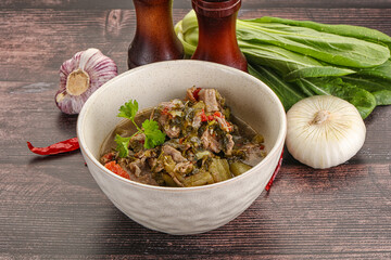 Steamed lamb meat with vegetables