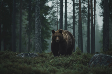 Majestic grizzly bear in the forest