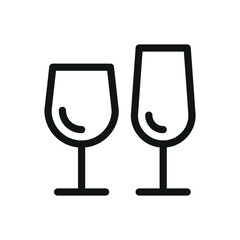 Wine glasses isolated icon, glasses set vector symbol with editable stroke