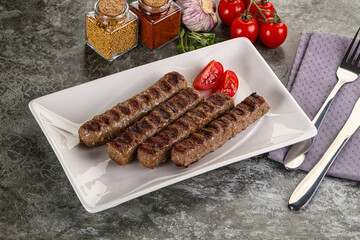 Grilled beef kebab minced meat