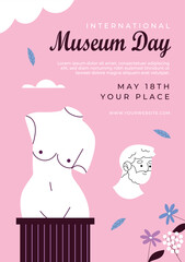 Flat vertical poster template for international museum day