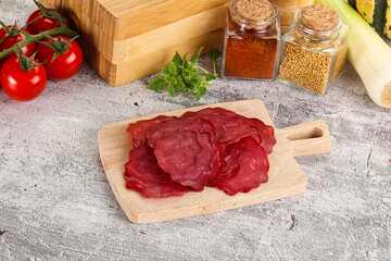 Smoked beef meat - Pastrami slices