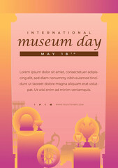 Flat vertical poster template for international museum day