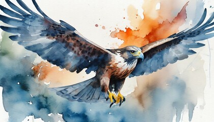 seahawk watercolor painting, art design