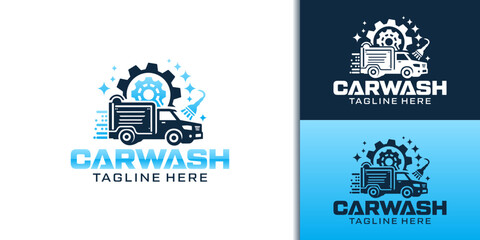 Pressure car wash logo design, car wash and automobile detailing vector template, Logo car wash on light background.